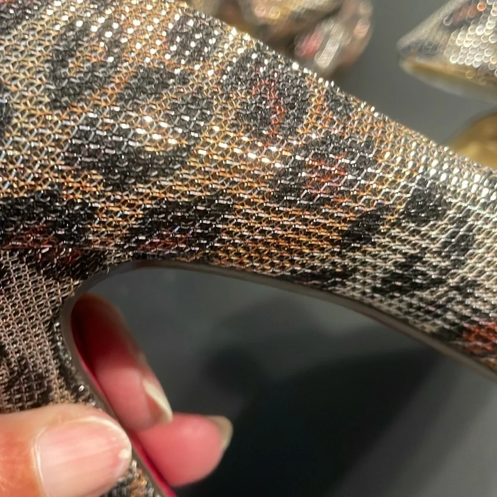 Paris Hilton Heels Size 8M Animal Print Metallic Shimmer - Picture 4 of 11